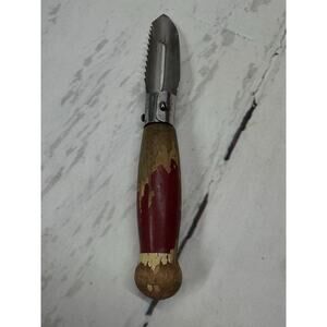 Kitchen Utensil Corer Peeler Red Wood Handle Vintage